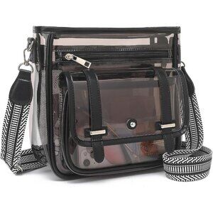 Clear Crossbody Bag PVC Heavy Duty See Through Stadium Concert Purse